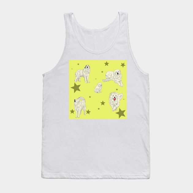 Great Pyrenees Pattern Yellow Tank Top by TrapperWeasel